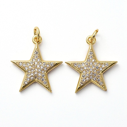 Латунные микро проложить кубического циркония подвески, с прыжковых колец, звезда, золотые