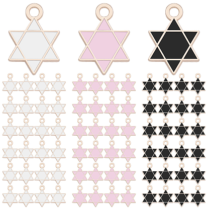 90 шт 3 цвета сплава эмалевые подвески, для евреев, звезда Давида, золотой свет