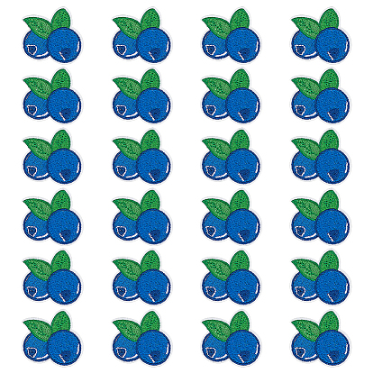 24 шт. черничных компьютеризированных вышитых наклеек на ткань для термоприклеивания/пришивания, аксессуары для костюма, аппликация