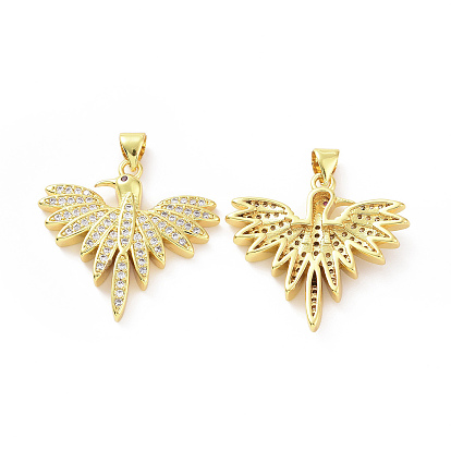 Micro cuivres ouvrent pendentifs zircone cubique, sans cadmium et sans plomb, charme d'oiseau