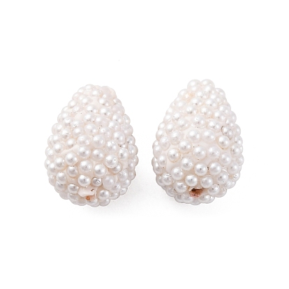 Бусины из полимерной глины , с искусственным жемчугом, слеза