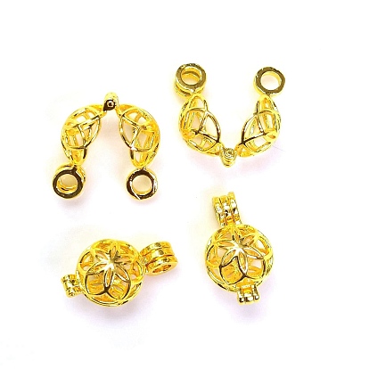 Brass Bead Cage Pendants, Hollow Round Cage Charms