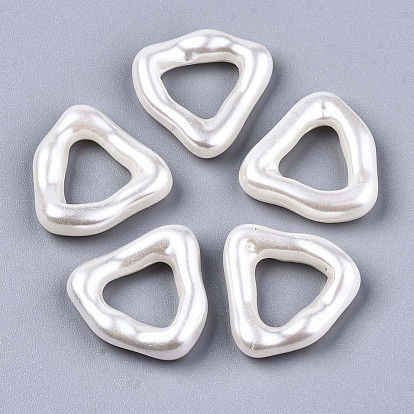 Spray Painted CCB Plastic Imitation Pearl Linkings Rings, Triangle