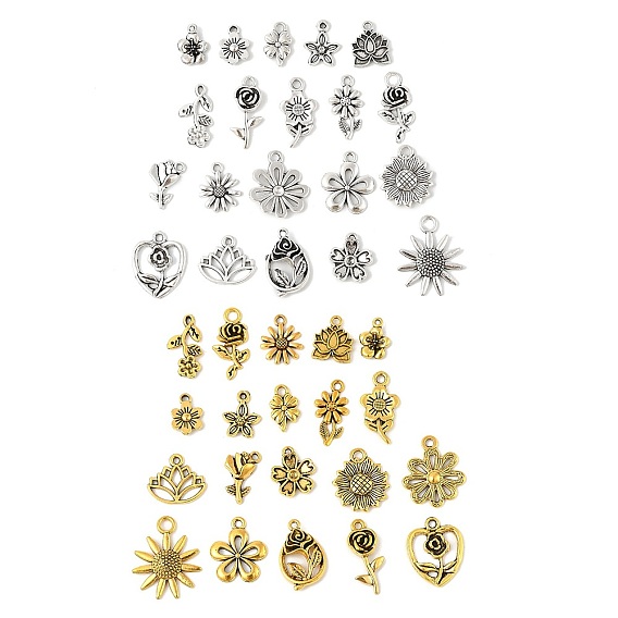 Сплавочные подвески тибетского стиля, подсолнечник, роза, комплект подвесок из серии «лотос и цветок»