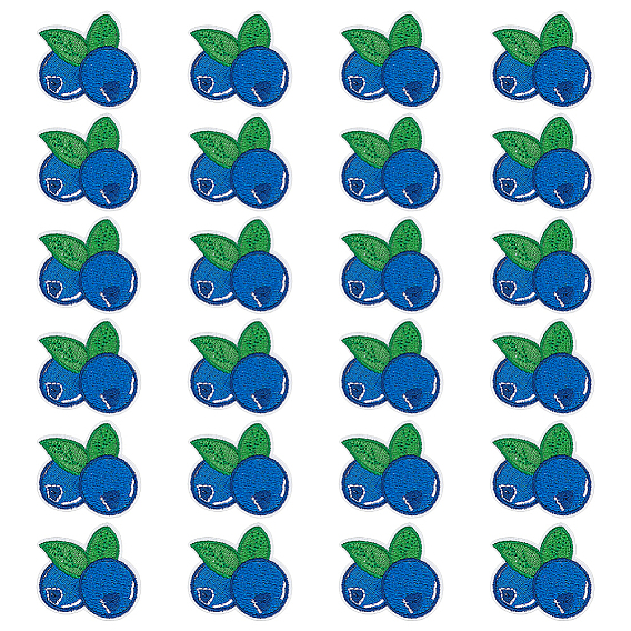 24 шт. черничных компьютеризированных вышитых наклеек на ткань для термоприклеивания/пришивания, аксессуары для костюма, аппликация