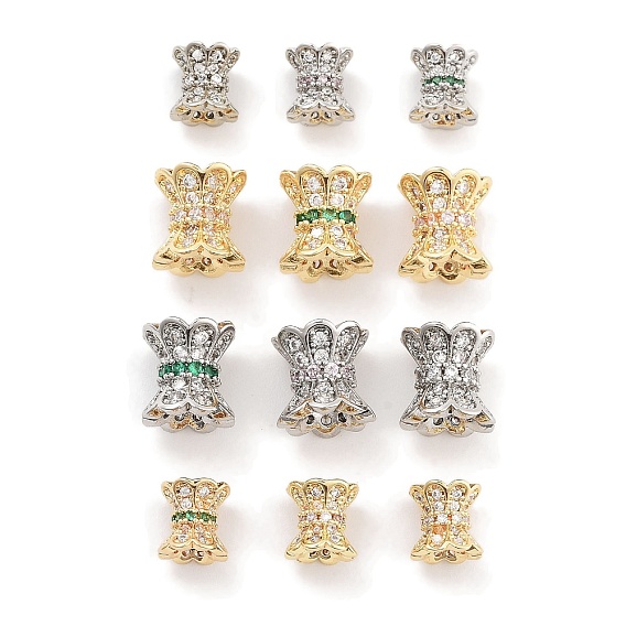 Латунные микропаве из прозрачного кубического циркония, без кадмия, без никеля и без свинца, колонка, настоящий 18k позолоченный/платиновый, волнистый край