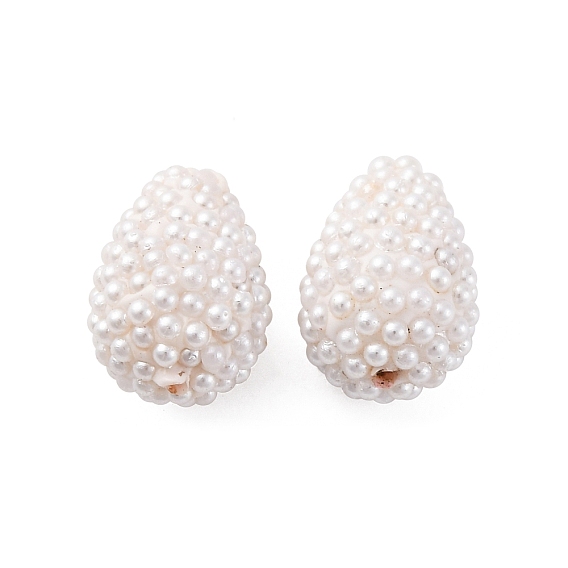 Бусины из полимерной глины , с искусственным жемчугом, слеза