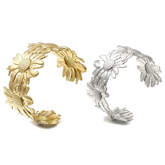 Ионное покрытие (ip) 304 манжета из нержавеющей стали для женщин, цветок