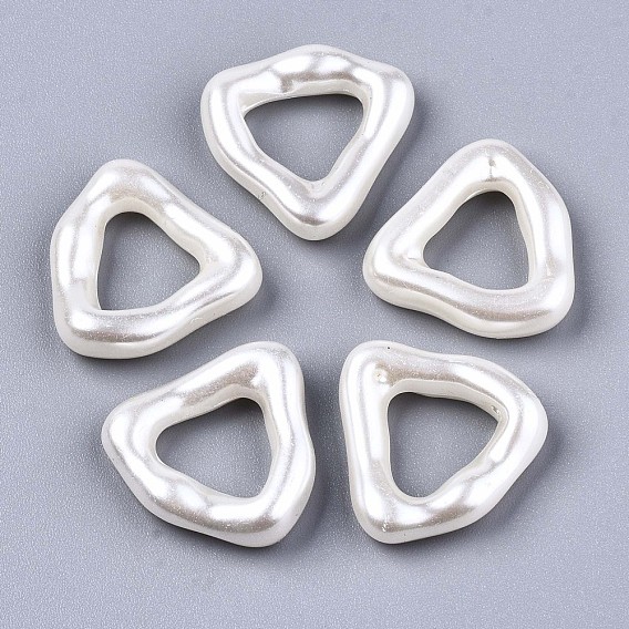 Spray Painted CCB Plastic Imitation Pearl Linkings Rings, Triangle