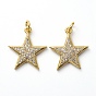 Латунные микро проложить кубического циркония подвески, с прыжковых колец, звезда, золотые