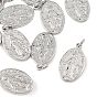 SHEGRACE Religion Brass Pendants, Oval with Virgin Mary Charms, Cadmium Free & Lead Free & Nickel Free