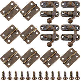 4шт. защелки для замка деревянной коробки из цинкового сплава, 8шт. железный шарнир, прямоугольные