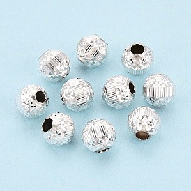 Текстурированные 925 бусины из стерлингового серебра, круглые