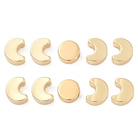 10Pcs 2 Styles Moon Phase Theme Brass Beads Set, Half Moon and Full Moon, Cadmium Free & Lead Free, Long-Lasting Plated