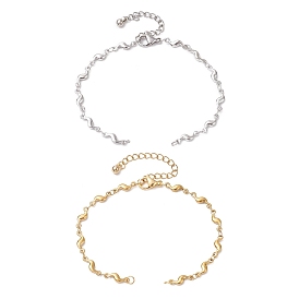 2 шт. 2 цвета 304 изготовление браслета из волнообразной цепи из нержавеющей стали