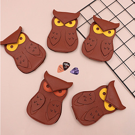 Imitation Leather Storage Bags, with Snap Button, for Guitar Picks Storage, Owl