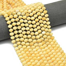Естественный желтый нефрит бисер нитей, граненые, рондель, с бисером