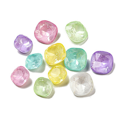 Стеклянные стразы кабошоны, точка назад и задняя пластина, граненые, квадратный