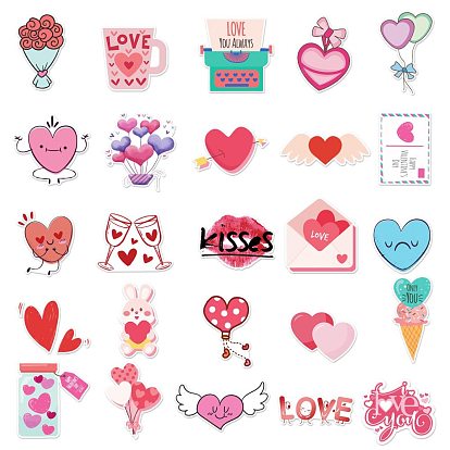 Valentine's Day Theme Waterproof PVC Adhesive Stickers, for Suitcase, Skateboard, Refrigerator, Helmet, Mobile Phone Shell