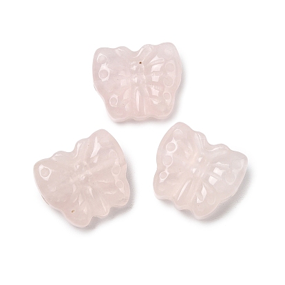 Резные бусины из натурального розового кварца, бабочка