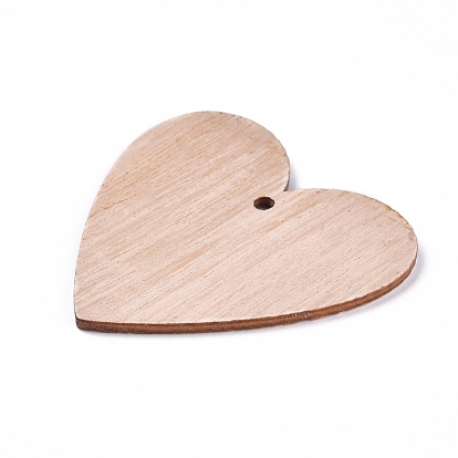 Poplar Wood Pendants, Heart with Snowflake, Dyed