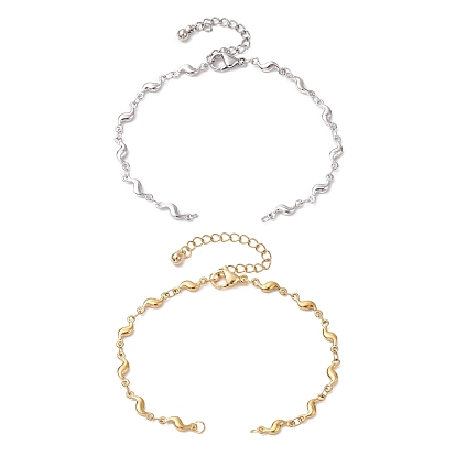 2 шт. 2 цвета 304 изготовление браслета из волнообразной цепи из нержавеющей стали