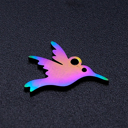 Ion Plating(IP) 304 Stainless Steel Charms, Hummingbird