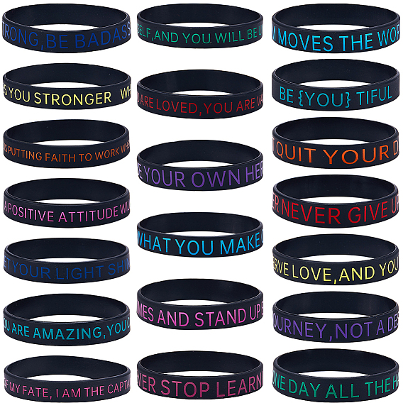 20шт 20 стиль мотивирующие цитаты силиконовые шнуры браслеты напульсники