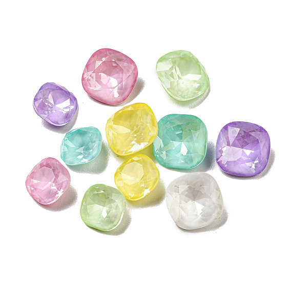 Стеклянные стразы кабошоны, точка назад и задняя пластина, граненые, квадратный