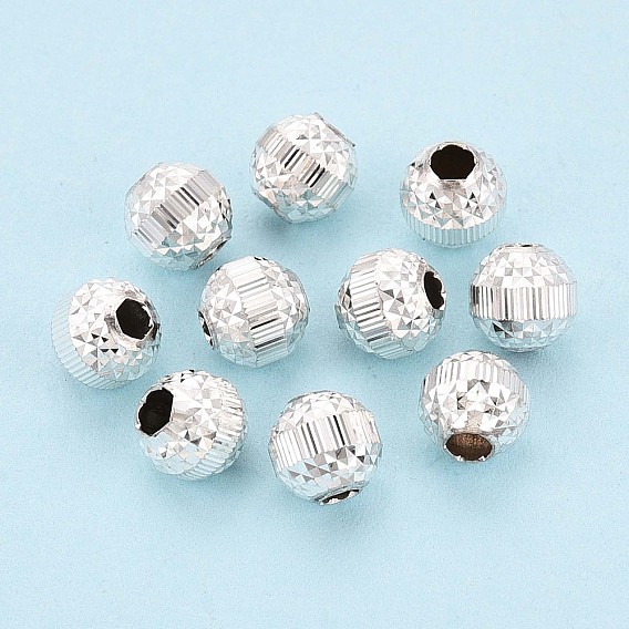 Текстурированные 925 бусины из стерлингового серебра, круглые