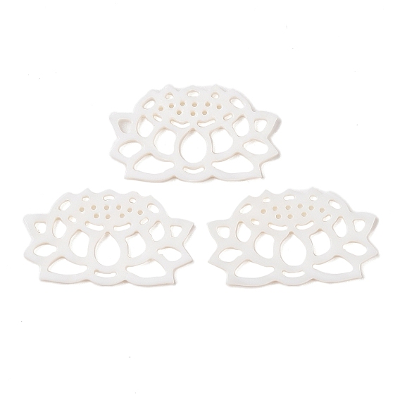 Резные кабошоны из натуральной белой ракушки, полые цветок