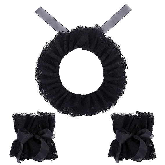 Detachable Polyester Lace False Collar & Oversleeves Sets, DIY Garment Accessories