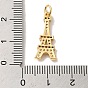 Brass Cubic Zirconia Pendants, with Jump Ring, Eiffel Tower