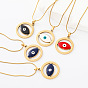 304 Stainless Steel Enamel Evil Eye Pendant Necklaces for Men Women, Golden