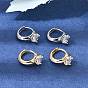 Brass Micro Pave Cubic Zirconia Hoop Earrings, Round