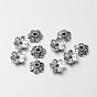 Tibetan Style Alloy Flower Bead Caps, 9x2mm, Hole: 1mm