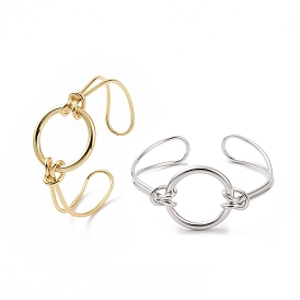 Brass Round Circle Open Cuff Bangle, Wire Wrap Jewelry for Women