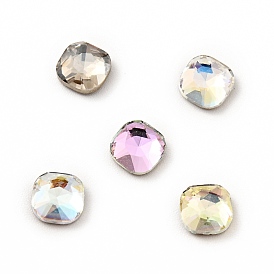 K9 Glass Rhinestone Cabochons, Flat Back & Back Plated, Faceted, Square