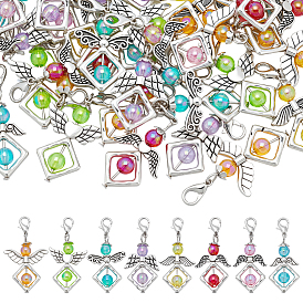 32 шт 8 цвета ангел акрил и сплав подвесные украшения, Сплав с застежками когтя омара