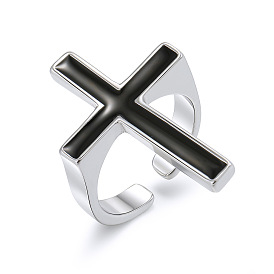 Adjustable Cross Oil Drop Punk Ring for Men - Stylish Jewelry Accessory