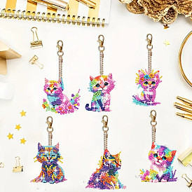 DIY Cat Pendant Decoration Diamond Painting Kit, Including Resin Rhinestones Bag, Diamond Sticky Pen, Tray Plate and Glue Clay