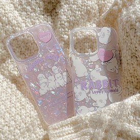 Gradient purple rabbit 14 mobile phone case suitable for 13 cute 11
