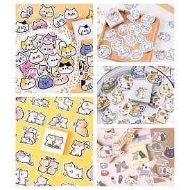 Kitten Theme PVC Cartoon Stickers, Self-adhesive Waterproof Decals, for Suitcase, Skateboard, Refrigerator, Helmet, Mobile Phone Shell