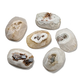 Perles de quartz naturelles druzy, ovale à facettes