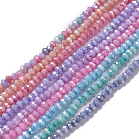  Opaque Glass Beads Strands, Faceted, Rondelle
