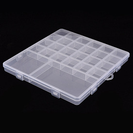 Contenedores de almacenamiento de perlas de polipropileno (pp), 26 cajas organizadoras de compartimentos, rectángulo con tapa