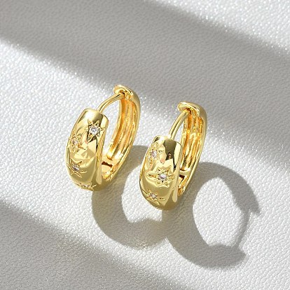 Серьги-кольца из латуни с прозрачным фианитом и прозрачным фианитом, без свинца и без кадмия, долговечный