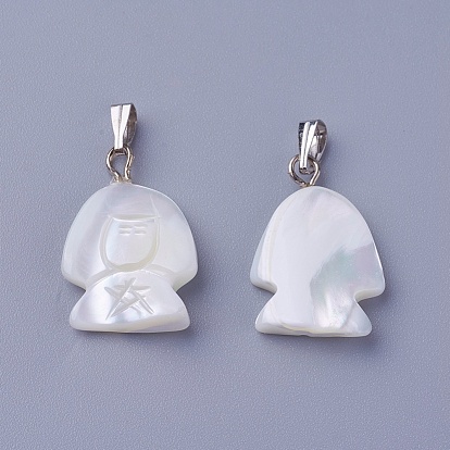 Shell Pendants, with Brass Findings, Human