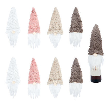 8Pcs 4 Colors Christmas Theme Non-Woven Cloth Wine Bottle Cover, for Wine Gift Packaging Decorate
