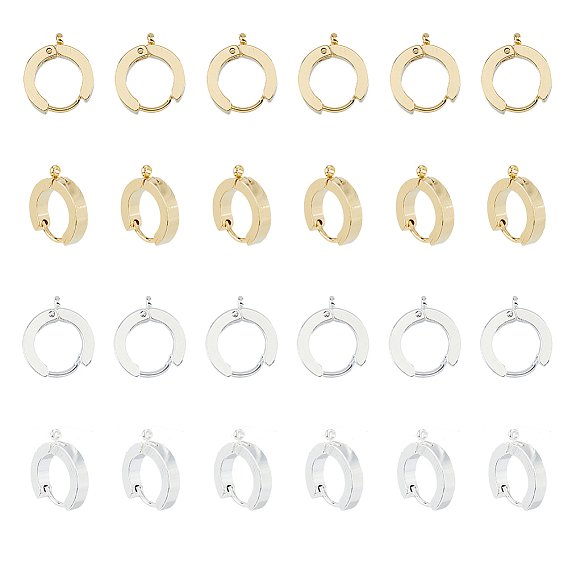 24 шт. 2 цвета 201 фурнитура для сережек-колец из нержавеющей стали, с вертикальной петлей, с 316 хирургическими серьгами из нержавеющей стали, кольцо